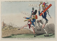 KG 16408
          <br/>
          Dumourer and his aid du camp on full march to seal up the papers of the Prince of Orange
          <br/>
          <em>Cruikshank, Isaac (1764-1811)</em>